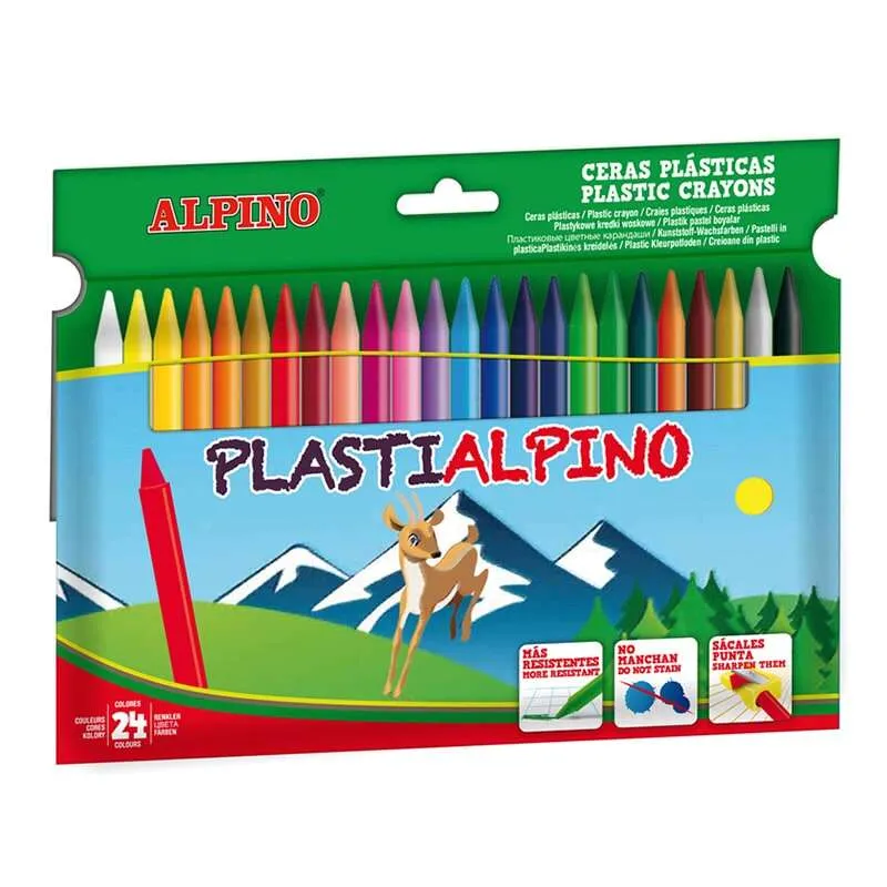 Alpino Ceras PlastiAlpino para Niños - Material Resistente y No Mancha - Colores Brillant