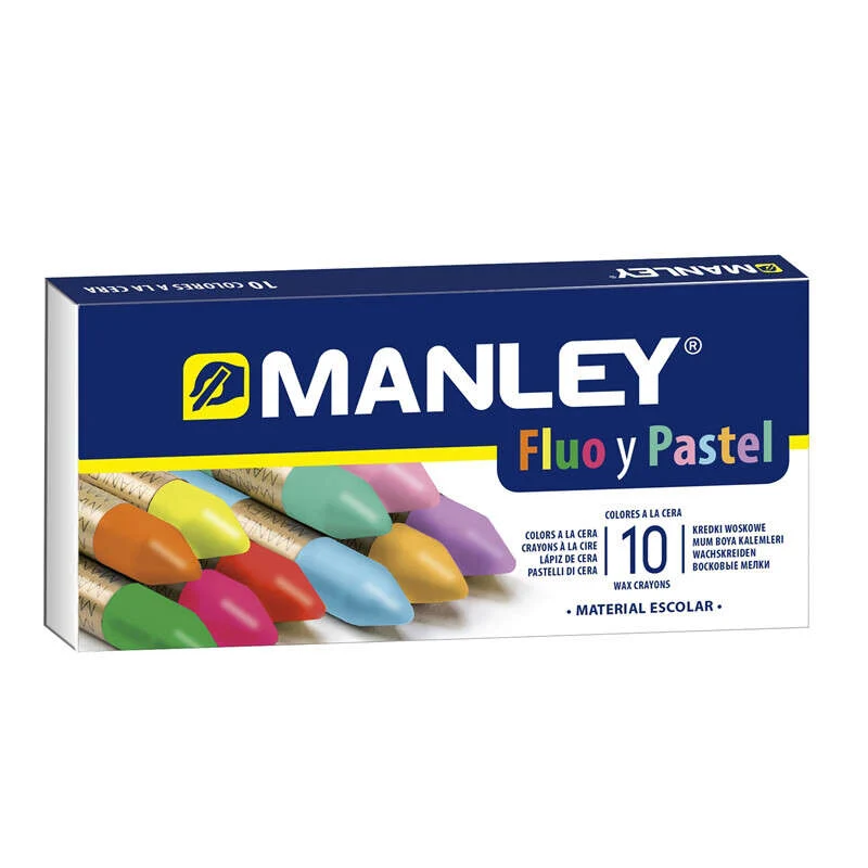 Manley Ceras Manley Colores Especiales (Fluo+Pastel) - Ceras Blandas de Trazo Suave - Gran V