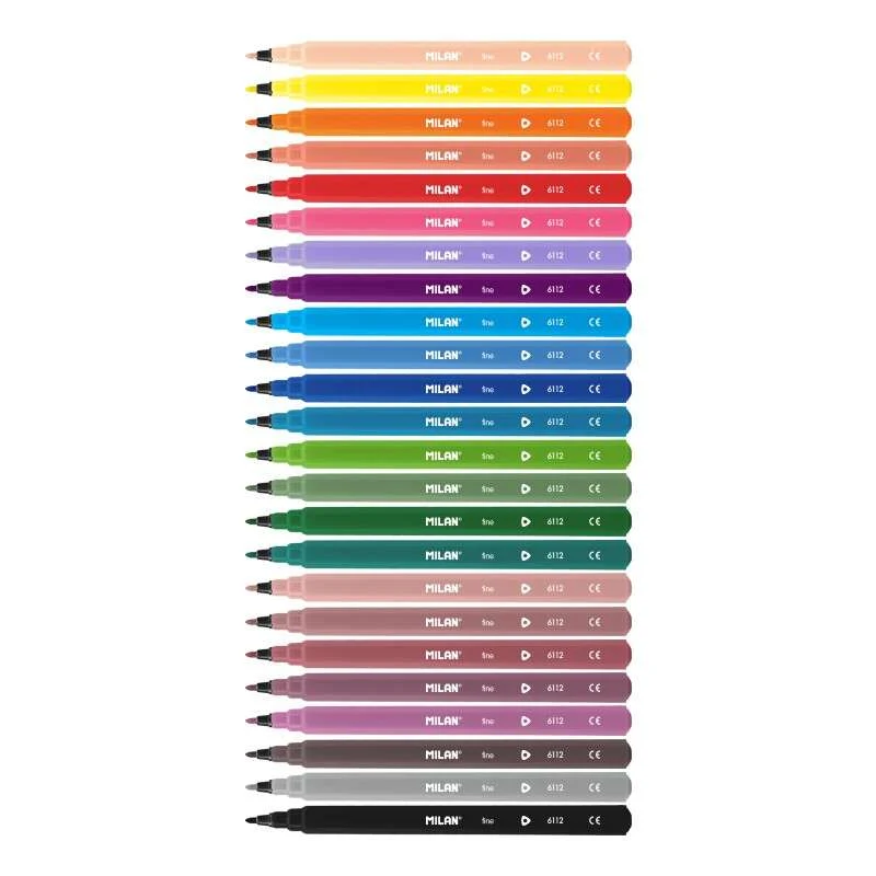 Milan Rotuladores Triangulares - Punta Fina Conica 2mm - Tinta al Agua - Lavable - Colore