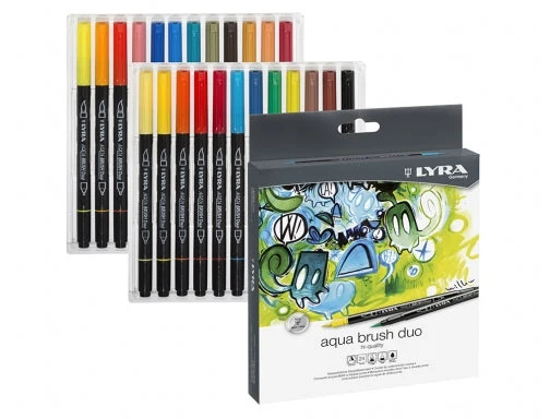 Lyra Aqua Brush Duo Rotuladores de Doble Punta - Punta Pincel 4mm, Punta Fina 2mm - Tinta Ba