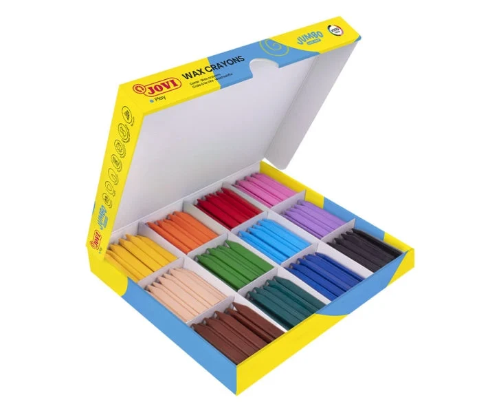 Jovi Jumbo Easy Grip Caja de 300 Ceras Triangulares - Super Resistentes - No Manchan Ni Se Rompen