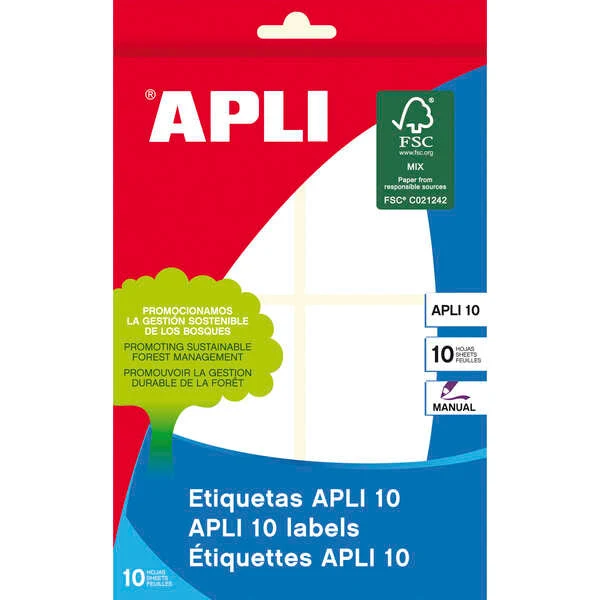 Apli Etiquetas 10 Blancas 50.0 x 70.0mm 10 Hojas