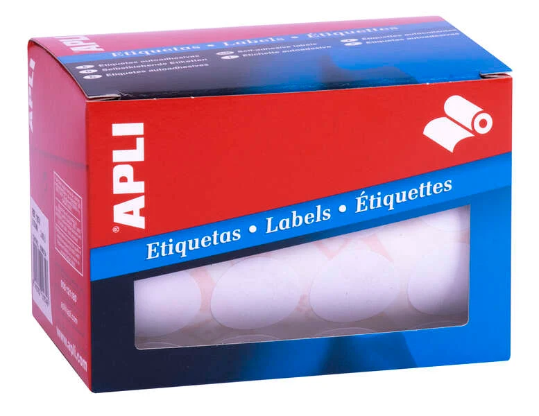 Apli Rollo Etiquetas Blancas Permanentes Ø 25.0mm