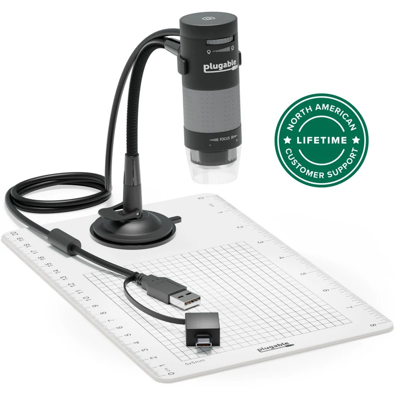 Proyector Plugable USB 2.0 Digital Microscope w/ Flexible Arm Observation Stand-Windows