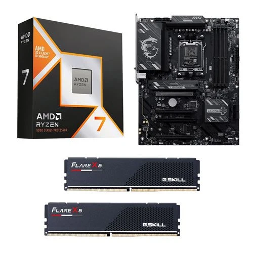 Kit para PC: Procesador AMD Ryzen 7 9800X3D + Tarjeta Madre MSI B850 Gaming Pro WiFi6E AM5 + Memoria RAM G.Skill Flare X5 Series 32GB DDR5-6000 Kit
