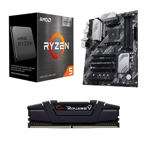 Kit para PC: Procesador AMD Ryzen 5 5600X3D + Tarjeta Madre ASUS B550-Plus Prime AC-HES AM4 + Memoria RAM G.Skill Ripjaws V 16GB DDR4-3200