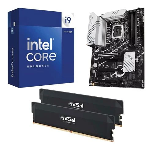 Kit para PC: Procesador Intel Core i9-14900K + Tarjeta Madre ASUS Z790 Max Gaming WiFi7 1700 + Memoria RAM Crucial Pro 32GB DDR5-6400 Kit