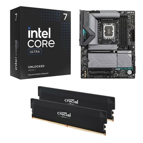 Kit para PC: Procesador Intel Core Ultra 7 265KF + Tarjeta Madre Gigabyte Z890 Eagle 1851 + Memoria RAM Crucial Pro 32GB DDR5-6400 Kit