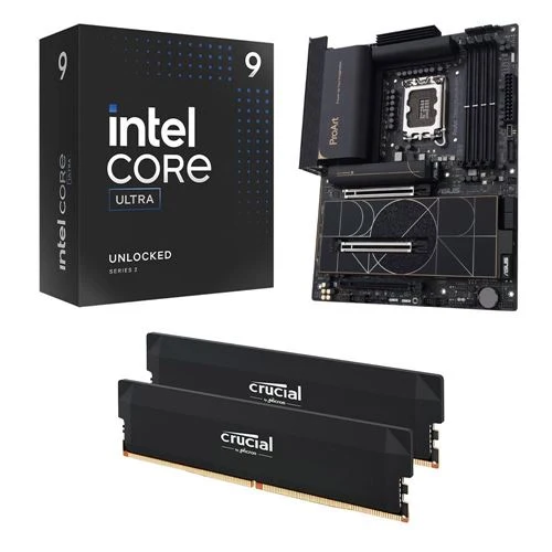 Kit para PC: Procesador Intel Core Ultra 9 285K Plus + Tarjeta Madre ASUS Z890 Creator ProArt WiFi 1851 + Memoria RAM Crucial Pro 32GB DDR5-6400 Kit