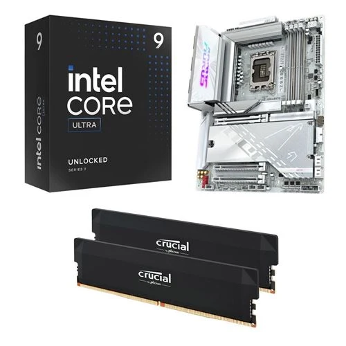 Kit para PC: Procesador Intel Core Ultra 9 285K + Tarjeta Madre Gigabyte Z890 Aorus Pro Ice 1851 + Memoria RAM Crucial Pro 32GB DDR5-6400 Kit