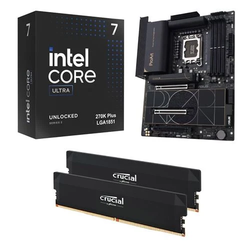 Kit para PC: Procesador Intel Core Ultra 7 270K Plus + Tarjeta Madre ASUS Z890 Creator ProArt WiFi 1851 + Memoria RAM Crucial Pro 32GB DDR5-6400 Kit