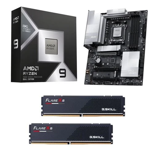 Kit para PC: Procesador AMD Ryzen 9 9950X3D2 + Tarjeta Madre MSI X870E-P PRO WiFi AM5 + Memoria RAM G.Skill Flare X5 Series 32GB DDR5-6000 Kit