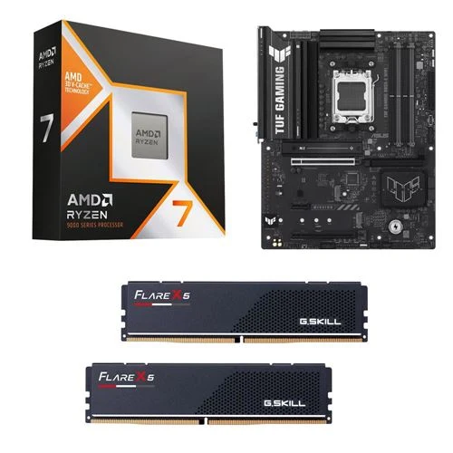 Kit para PC: Procesador AMD Ryzen 7 9850X3D + Tarjeta Madre ASUS B850E TUF Gaming WiFi6E AM5 + Memoria RAM G.Skill Flare X5 Series 32GB DDR5-6000 Kit