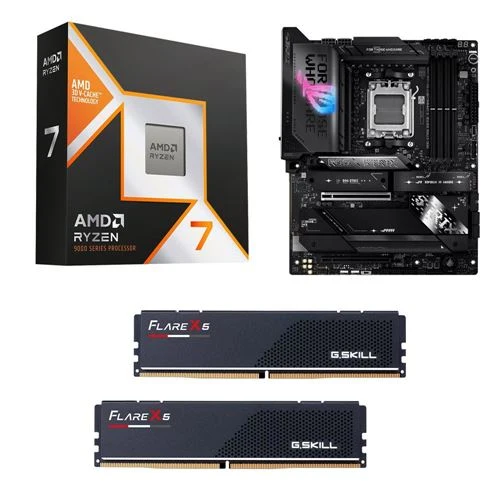 Kit para PC: Procesador AMD Ryzen 7 9800X3D + Tarjeta Madre ASUS X870E-E ROG Strix Gaming R2 USBC WiFi7 AM5 + Memoria RAM G.Skill Flare X5 Series 32GB DDR5-6000 Kit