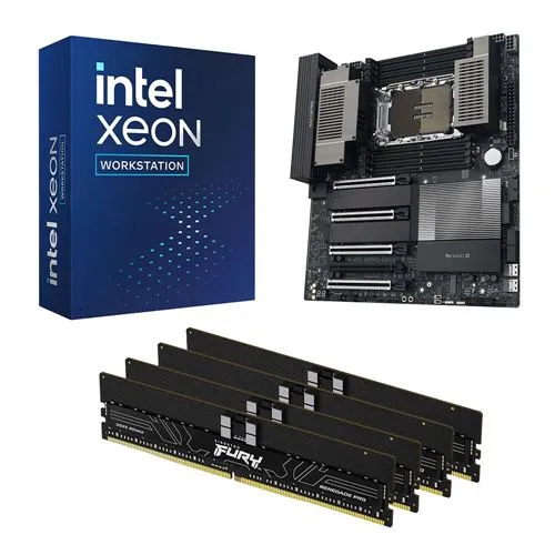 Kit para PC: Procesador Intel Xeon 654 + Tarjeta Madre ASUS W890 Sage Pro WS 4710-2 + Memoria RAM Kingston Fury Renegade Pro 128GB DDR5-5600 Quad Kit