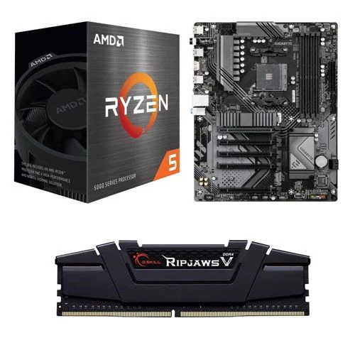 Kit para PC: Procesador AMD Ryzen 5 5500 + Tarjeta Madre Gigabyte B550 Eagle WiFi6 AM4 + Memoria RAM G.Skill Ripjaws V 16GB DDR4-3200