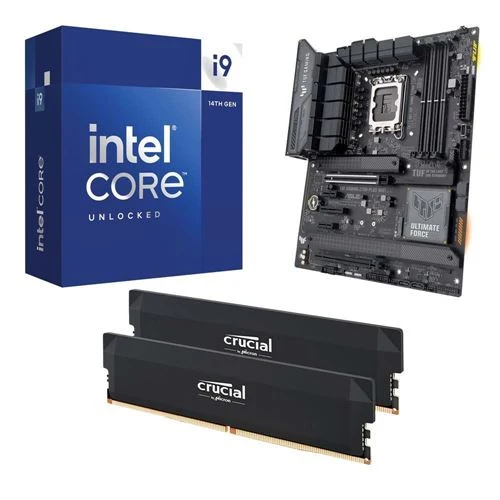 Kit para PC: Procesador Intel Core i9-14900K + Tarjeta Madre ASUS Z790-Plus TUF Gaming WiFi D5 + Memoria RAM Crucial Pro 32GB DDR5-6400 Kit