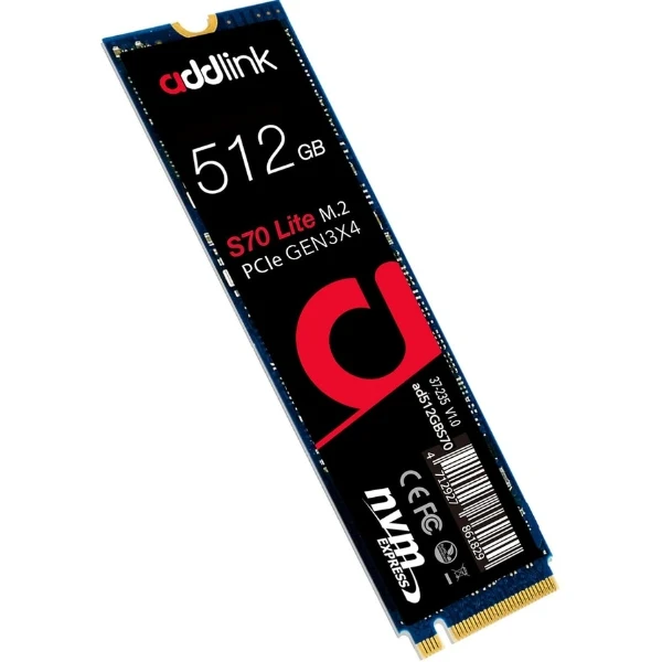 Disco Duro SSD Addlink S70 Lite 512GB 3D TLC NAND PCIe Gen 3.0x4 NVMe M.2 - AD512GBS70LTM2P