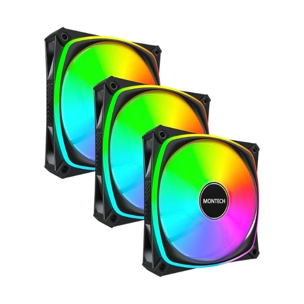Fan Cooler Montech AX120 PRO Rifle Bearing 120mm - Negro - RGB - 3 Pack