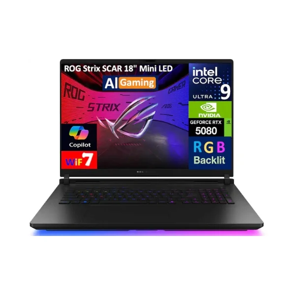 Laptop ASUS ROG Strix SCAR Intel Core Ultra 9 275HX 32GB RAM 2TB SSD 18" NVIDIA GeForce RTX 5080 Win 11 Pro - Off Black