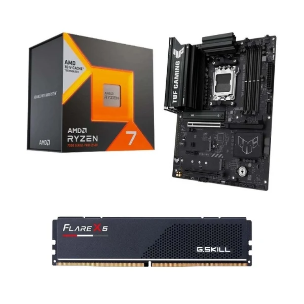 Kit para PC: Procesador AMD Ryzen 7 7800X3D 8 Núcleos 4.2GHz 96MB Cache + Tarjeta Madre ASUS B850E TUF Gaming WiFi Socket AM5 DDR5 ATX + Memoria RAM G.Skill Flare X5 16 GB DDR5-6000 Black
