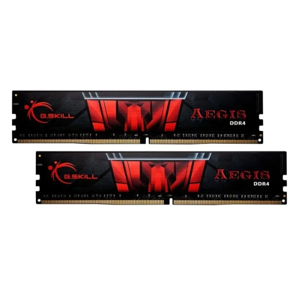 G,Skill Aegis 16GB (2 x 8GB) DDR4-2400 PC4-19200 CL17 Dual Channel Desktop Memory Kit F4-2400C17D-16G - Black/Red