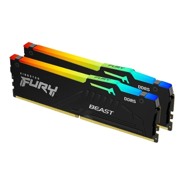 Kingston FURY Beast RGB 32GB (2 x 16GB) DDR5-6000 PC5-48000 CL30 Dual Channel Desktop Memory Kit KF560C30BBEAK2-32 - Black