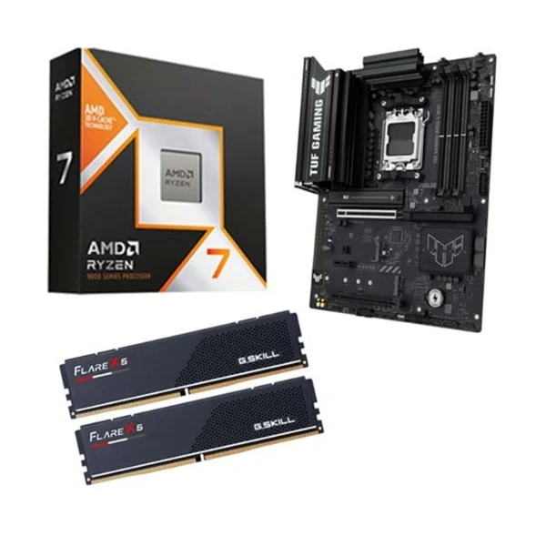 Kit para PC: Procesador AMD Ryzen 7 9800X3D 8 Núcleos 4.7GHz 96MB Cache + Tarjeta Madre ASUS B850E TUF Gaming WiFi AM5 + Memoria RAM G.Skill Flare X5 Series 32GB DDR5-6000 Kit