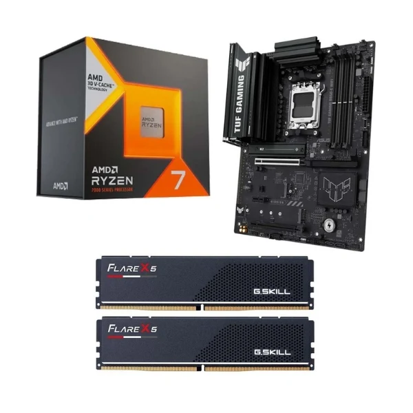 Kit para PC: Procesador AMD Ryzen 7 7800X3D 8 Núcleos 4.2GHz 96MB Cache + Tarjeta Madre ASUS B850E TUF Gaming WiFi AM5 + Memoria RAM G.Skill Flare X5 Series 32GB DDR5-6000