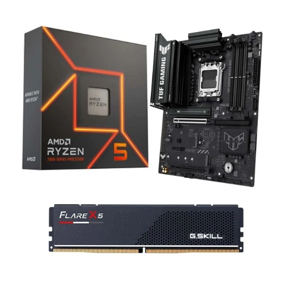Kit para PC: Procesador AMD Ryzen 5 7600X 6 Núcleos 4.7GHz 32MB Cache + Tarjeta Madre ASUS B850E TUF Gaming WiFi AM5 DDR5 ATX + Memoria RAM G.Skill 16GB DDR5-6000 Black
