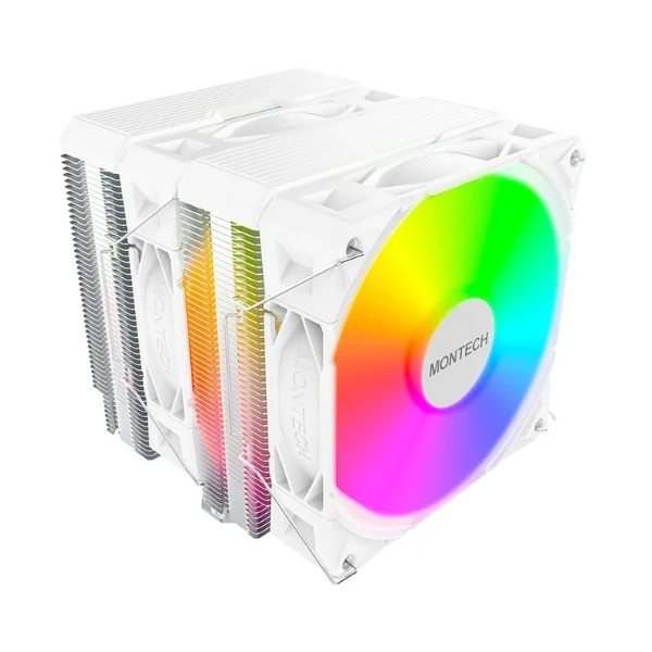 CPU Cooler Montech NX600 ARGB Tower - ARGB - 85.09 CFM - 34.17 dBA - Blanco