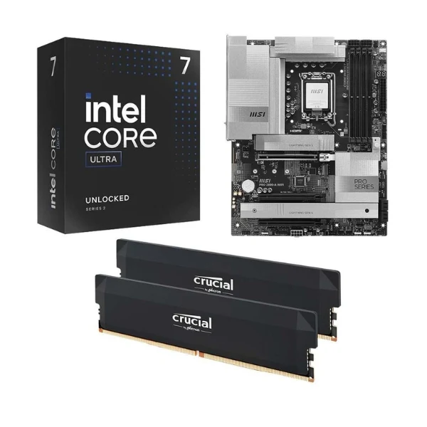 Kit para PC: Procesador Intel Core Ultra 7 265KF 20 Núcleos 3.9GHz 30MB Cache + Tarjeta Madre MSI Z890-A PRO WiFi Socket LGA1851 DDR5 ATX + Memoria RAM 32GB DDR5