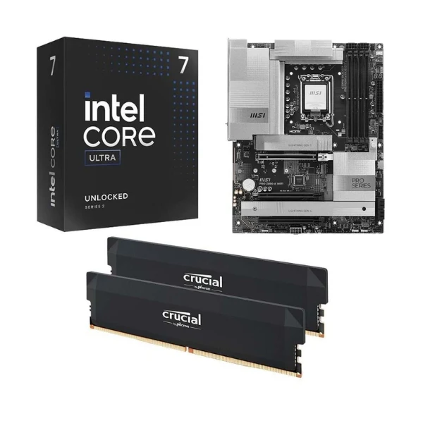 Kit para PC: Procesador Intel Core Ultra 7 265K 20 Núcleos 3.9GHz 30MB Cache + Tarjeta Madre MSI Z890-A PRO WiFi Socket LGA1851 DDR5 ATX + Memoria RAM 32GB DDR5