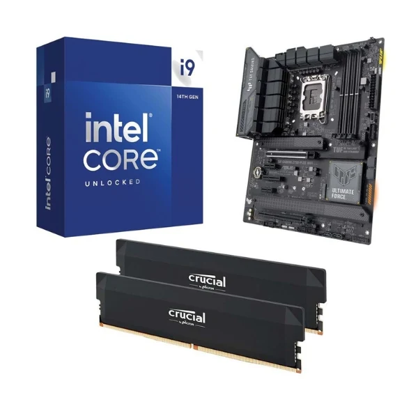 Kit para PC: Procesador Intel Core i9-14900K 24 Núcleos 3.2GHz 36MB Cache + Tarjeta Madre ASUS Z790-Plus TUF Gaming WiFi Socket LGA1700 DDR5 ATX + Memoria RAM 32 GB DDR5