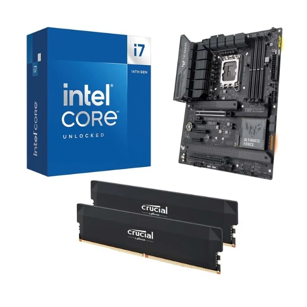 Kit para PC: Procesador Intel Core i7-14700K 20 Núcleos 3.4GHz 33MB Cache + Tarjeta Madre ASUS Z790-Plus TUF Gaming WiFi D5 Socket LGA1700 DDR5 ATX + Memoria RAM 32 GB DDR5