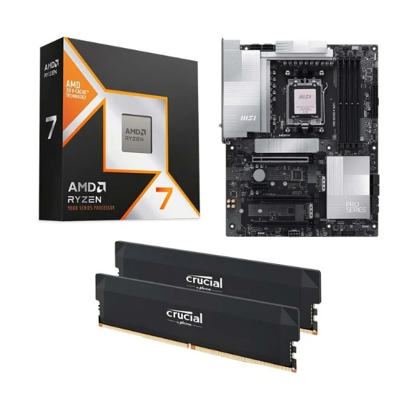Kit para PC: Procesador AMD Ryzen 7 9850X3D 8 Núcleos 4.70GHz 96MB Cache + Tarjeta Madre MSI X870E-P Pro WiFi Socket AM5 DDR5 ATX + Memoria RAM 32GB DDR5