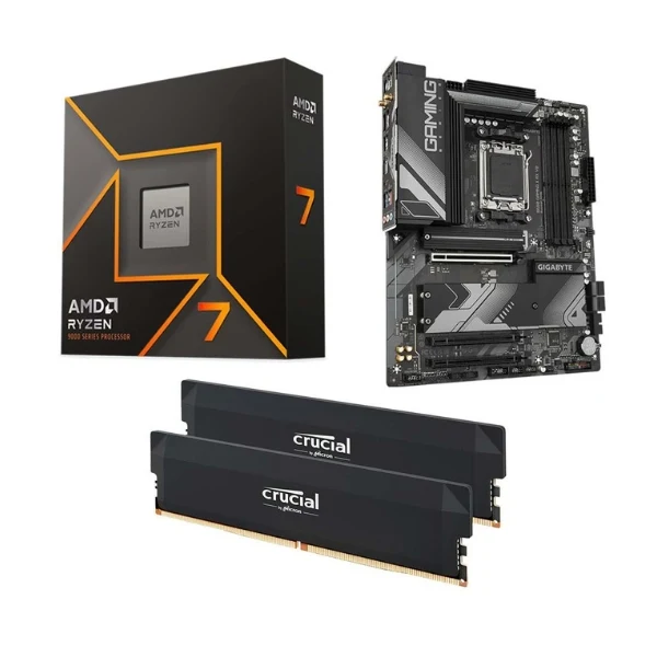 Kit para PC: Procesador AMD Ryzen 7 9700X 8 Núcleos 3.8GHz 32MB Cache + Tarjeta Madre GIGABYTE B650 Gaming X AX V2 Socket AM5 DDR5 ATX + Memoria RAM 32 GB DDR5