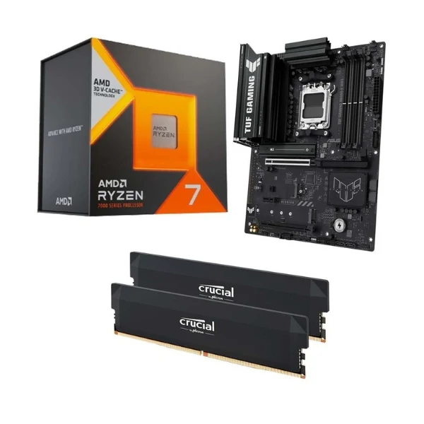 Kit para PC: Procesador AMD Ryzen 7 7800X3D 8 Núcleos 4.2GHz 96MB Cache + Tarjeta Madre ASUS B650E-E TUF Gaming WiFi Socket AM5 DDR5 ATX + Memoria RAM 32 GB DDR5