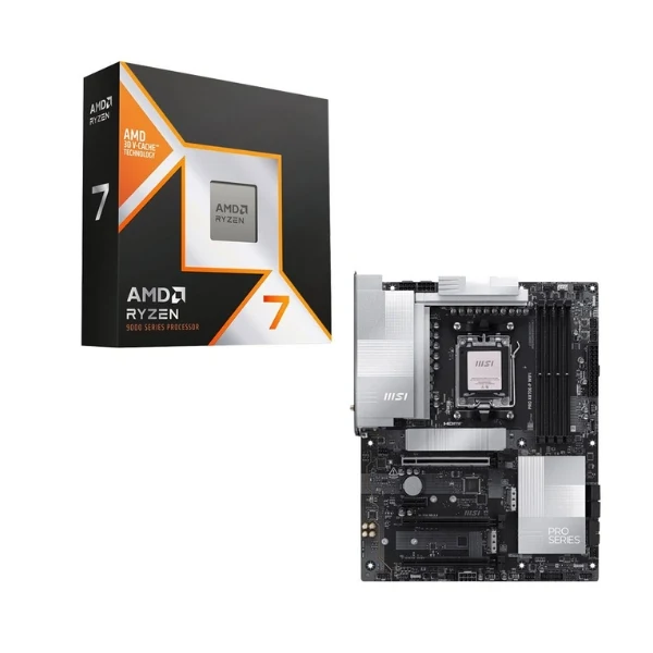 Kit para PC: Procesador AMD Ryzen 7 9800X3D 8 Núcleos 4.7GHz 96MB Cache + Tarjeta Madre MSI X870E-P Pro WiFi Socket AM5 DDR5 ATX