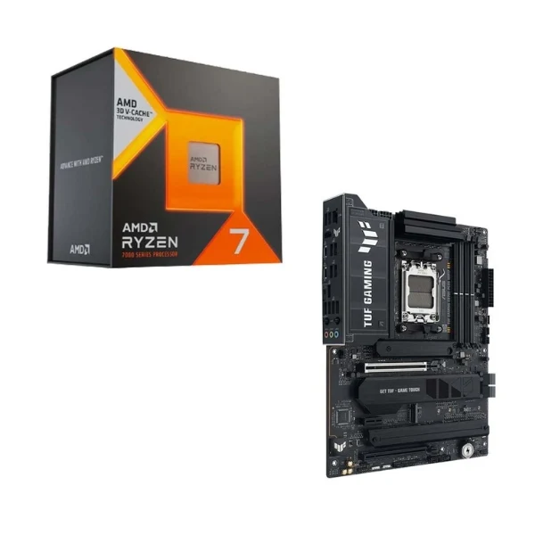 Kit para PC: Procesador AMD Ryzen 7 7800X3D 8 Núcleos 4.2GHz 96MB Cache + Tarjeta Madre ASUS X870E Plus TUF Gaming WiFi Socket AM5 DDR5 ATX