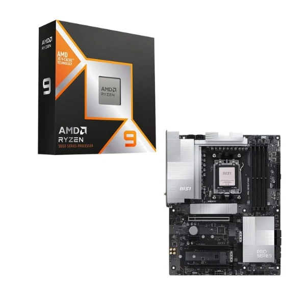 Kit para PC: Procesador AMD Ryzen 9 9950X3D 16 Núcleos 4.3GHz 128MB Cache + Tarjeta Madre MSI X870E-P Pro WiFi Socket AM5 DDR5 ATX