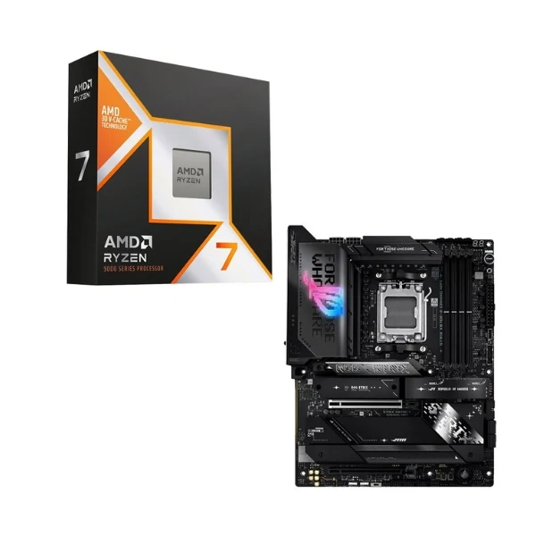Kit para PC: Procesador AMD Ryzen 7 9800X3D 8 Núcleos 4.7GHz 96MB Cache + Tarjeta Madre ASUS X870-E ROG Strix Gaming WiFi Socket AM5 DDR5 ATX