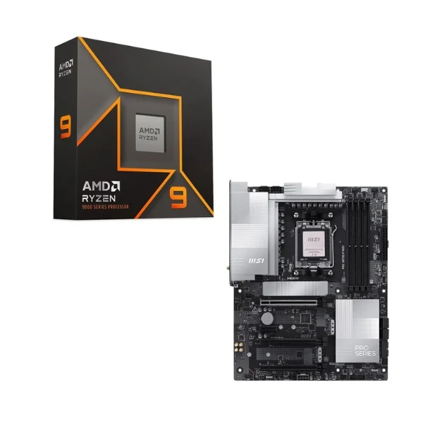 Kit para PC: Procesador AMD Ryzen 9 9900X 12 Núcleos 4.4GHz 64MB Cache + Tarjeta Madre MSI X870E-P Pro WiFi Socket AM5 DDR5 ATX