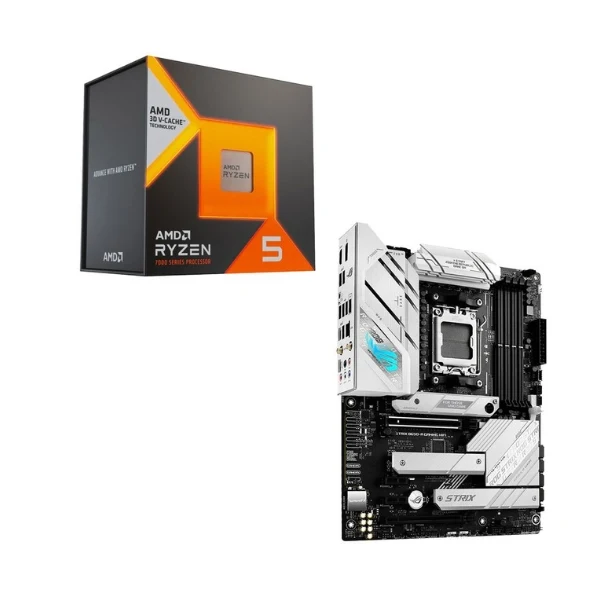 Kit para PC: Procesador AMD Ryzen 5 7600X3D 6 Núcleos 4.1GHz 96MB Cache + Tarjeta Madre ASUS B650-A ROG Strix Gaming WiFi Socket AM5 DDR5 ATX