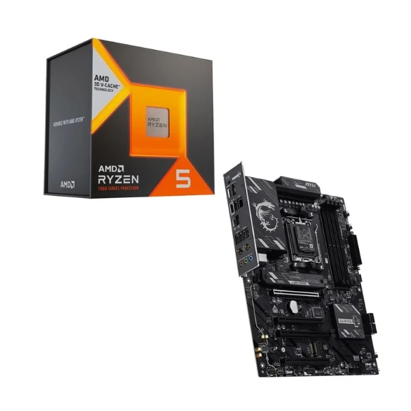 Kit para PC: Procesador AMD Ryzen 5 7600X3D 6 Núcleos 4.1GHz 96MB Cache + Tarjeta Madre MSI B850 Pro Gaming WiFi6E Socket AM5 DDR5 ATX