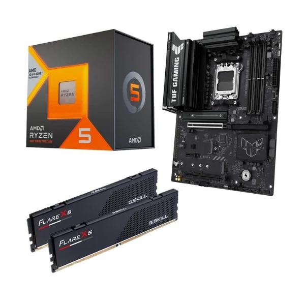 Kit para PC: AMD Ryzen 5 7600X3D + Tarjeta Madre ASUS B650E-E TUF Gaming WiFi AM5 + Memoria RAM 32GB DDR5-6000