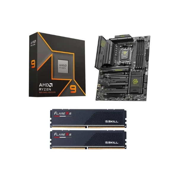 Kit para PC: AMD Ryzen 9 9950X Tarjeta Madre MSI X870E MAG Tomahawk WiFi Memoria RAM G.Skill Flare X5 Series 32GB DDR5 6000 MHz