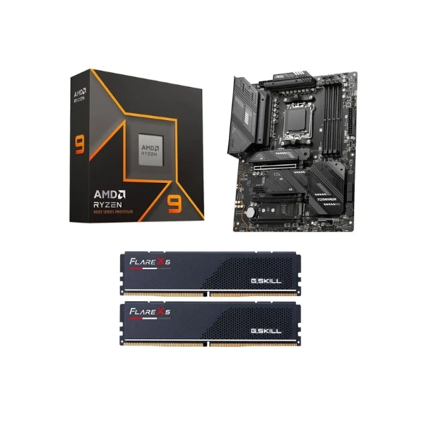 Kit para PC: AMD Ryzen 9 9950X Tarjeta Madre MSI X670E MAG Tomahawk WiFi Memoria RAM G.Skill Flare X5 Series 32GB DDR5 6000 MHz