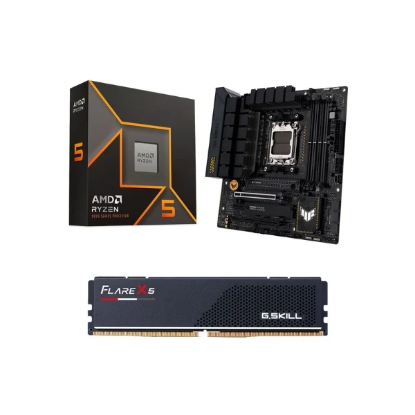 Kit para PC: AMD Ryzen 5 9600X Tarjeta Madre ASUS B650M-Plus TUF Gaming WiFi Memoria RAM G.Skill 16GB DDR5 6000 MHz