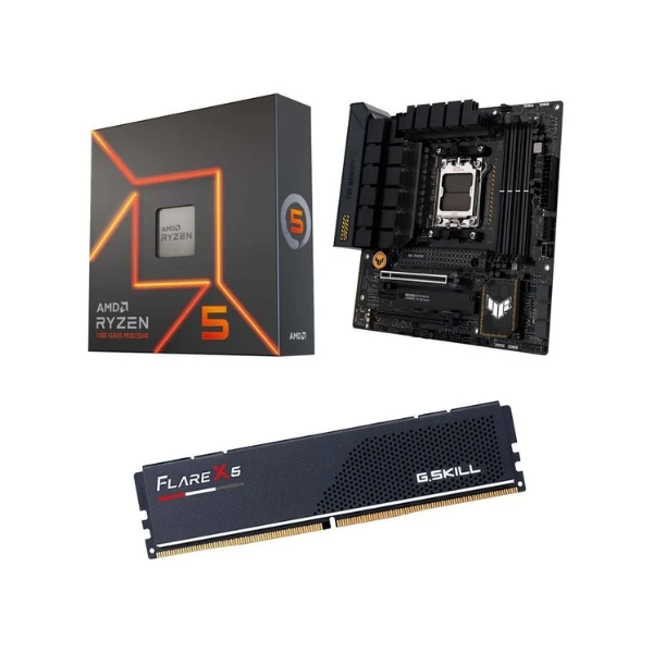 Kit para PC: AMD Ryzen 5 7600X Tarjeta Madre ASUS B650M-Plus TUF Gaming WiFi Memoria RAM G.Skill 16GB DDR5 6000 MHz